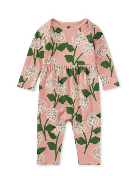 Tea Lap Shoulder Chrysanthemum Romper