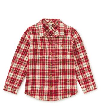 Tea Plaid Flanel Button Shirt- Red