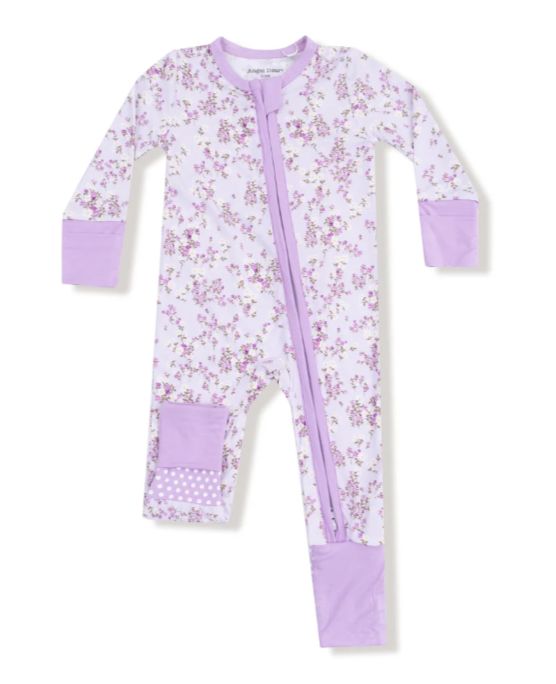 Angel Dear Floral Zip Romper- Lavender