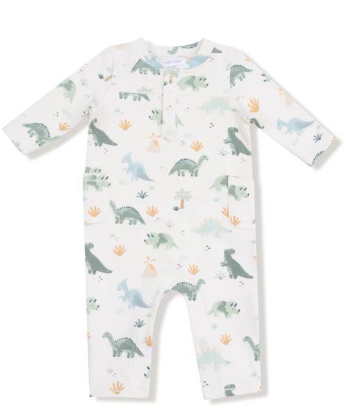 Angel Dear Dino Romper- White/Green