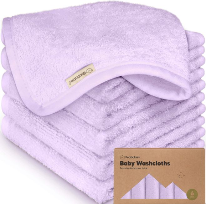 KeaBabies 6pk Bamboo Washcloths- Lavender