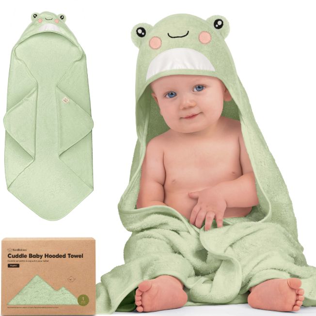 KeaBabies Cuddle Hooded Towel- Green Frog