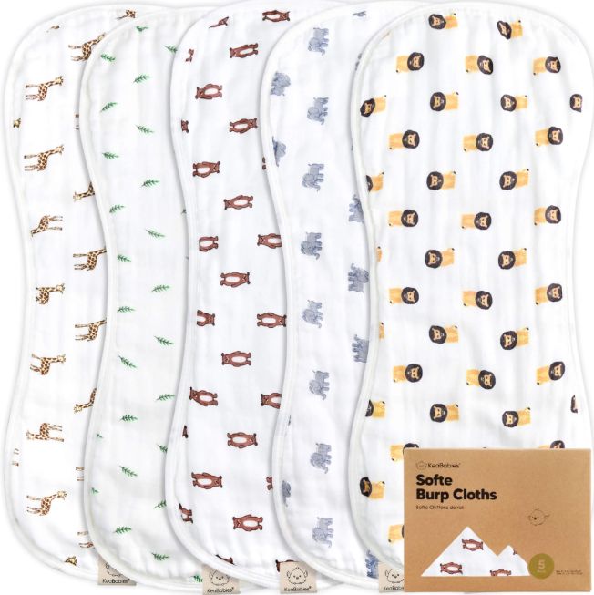 KeaBabies 5pk Softe Burp Cloths- Nordic