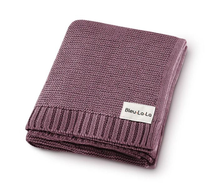 Bleu La La Organic Knit Blanket- Plum