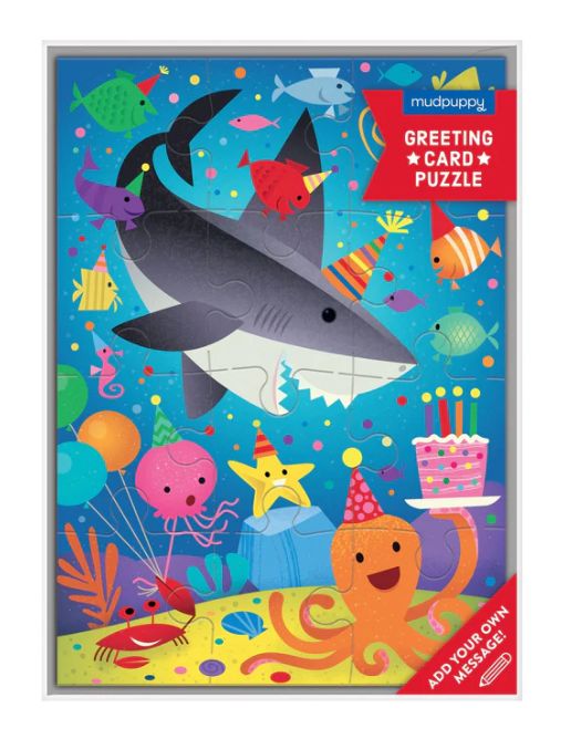 Mudpuppy Greeting Card Puzzle- Shark Party