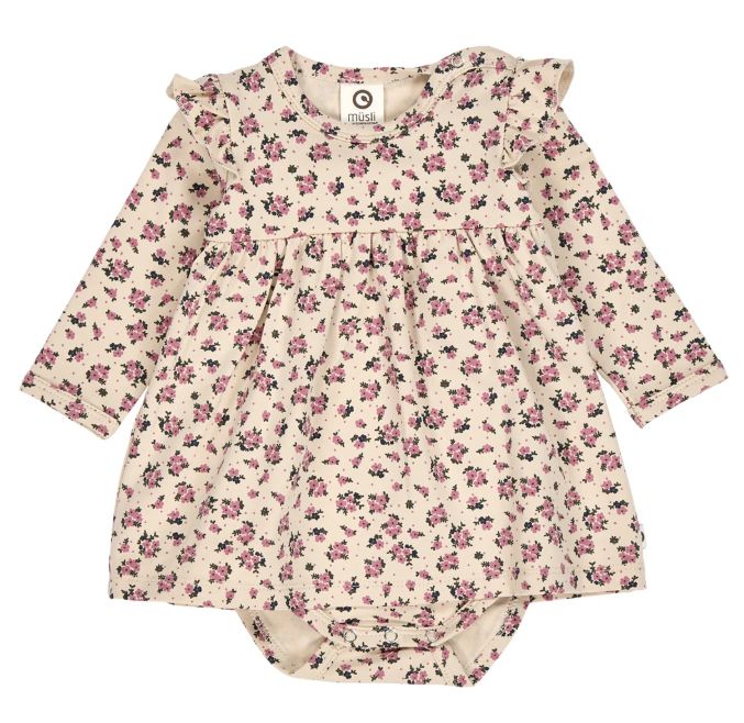 Muesli Infant Zinna Dress Onsie- Nostalgia Rose