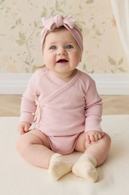 Jamie Kay Long Sleeve Wrap Onesie- Trinket Pink