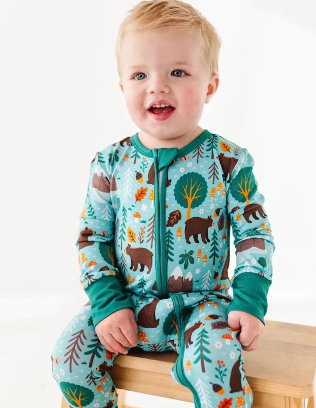 Bird &amp; Bean Zip-up Sleeper- Woody Woodland Bear