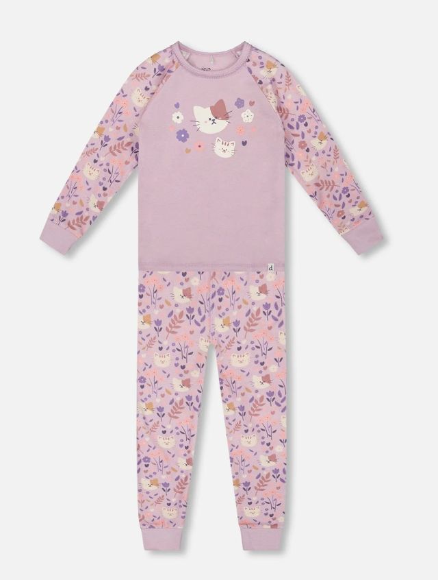 Deux Par Deux 2pc Cat Pajamas- Lilac