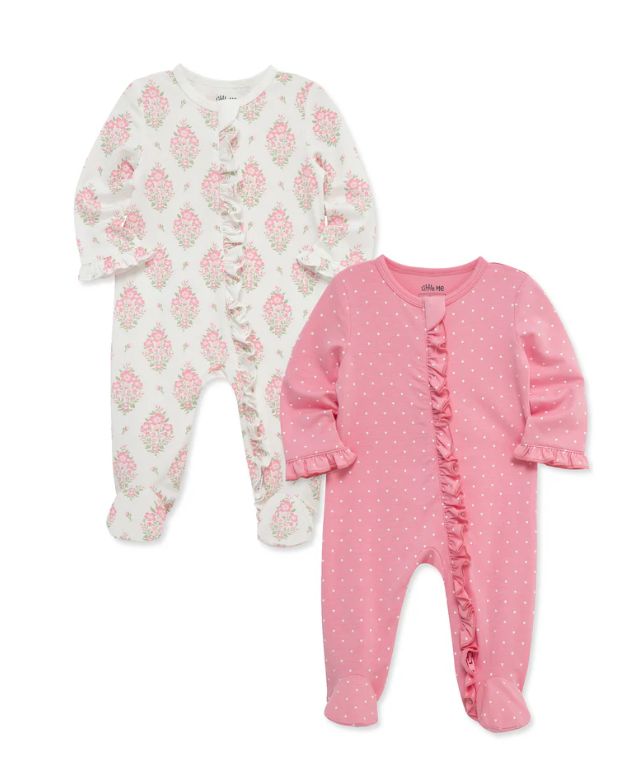Little Me 2pk Floral Footies - Pink