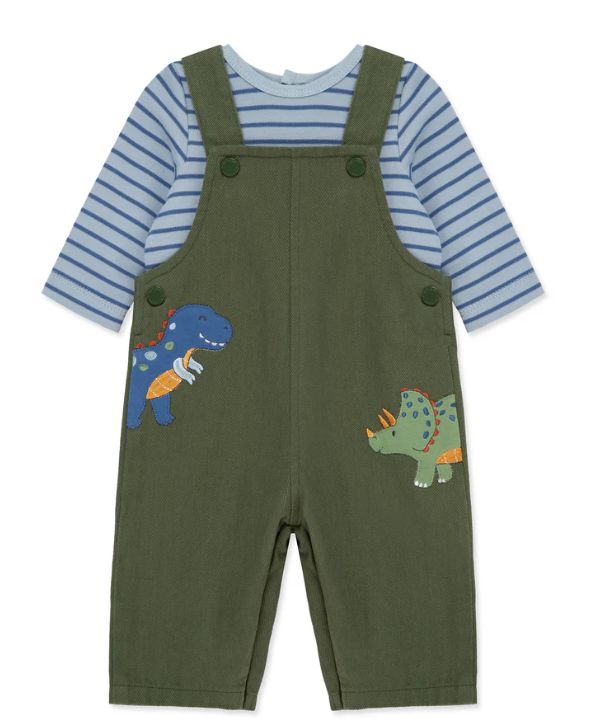 Little Me Dino Overall Set- Green