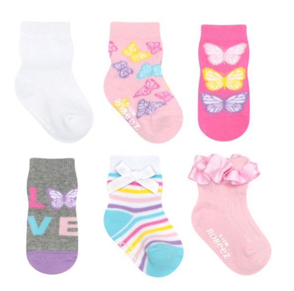Robeez 6pk Infant Socks- Butterflies