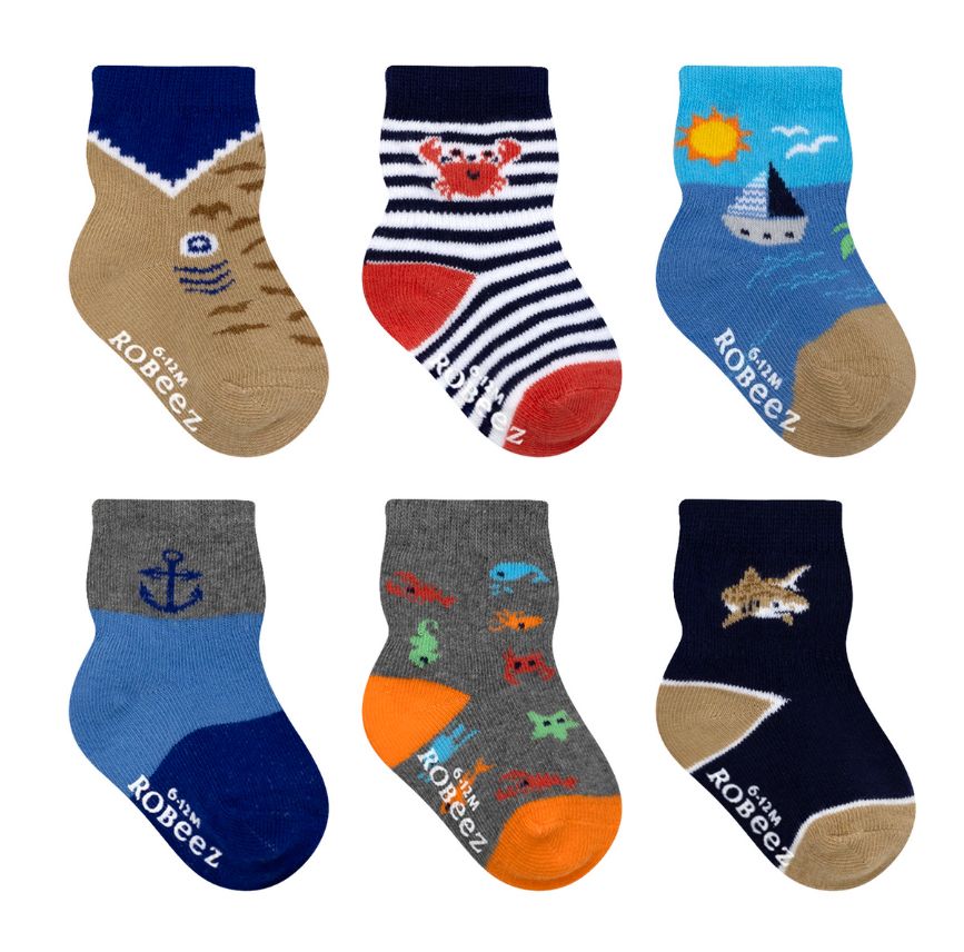 Robeez 6pk Infant Sock- Sail Away
