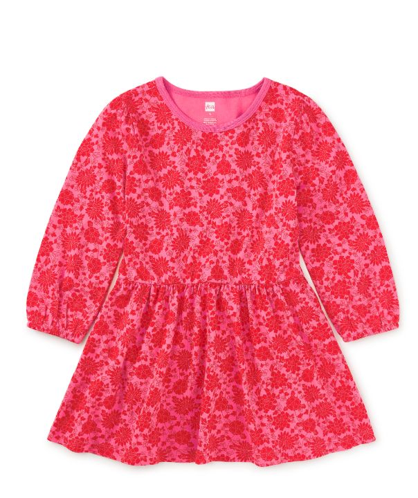 Tea Smocked Blouson Dress- Red Floral
