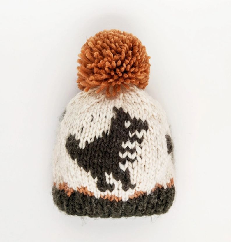 Huggalugs T-rex Knit Beanie Hat- Loden