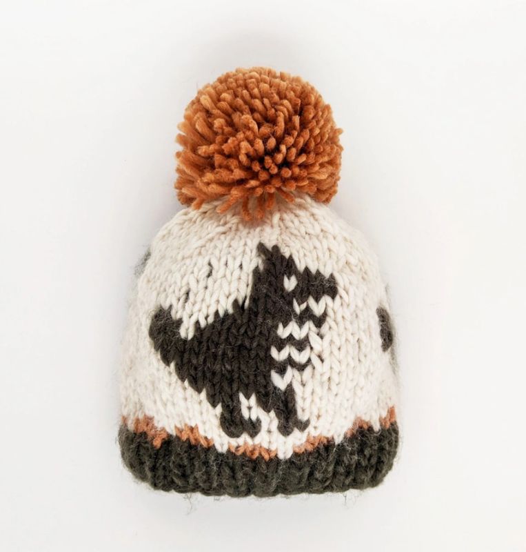 Huggalugs T-rex Knit Beanie Hat- Loden