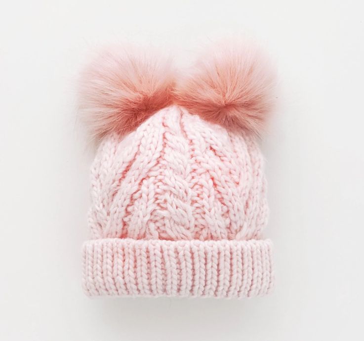 Huggalug Pink Fluffer Winter Hat- blush