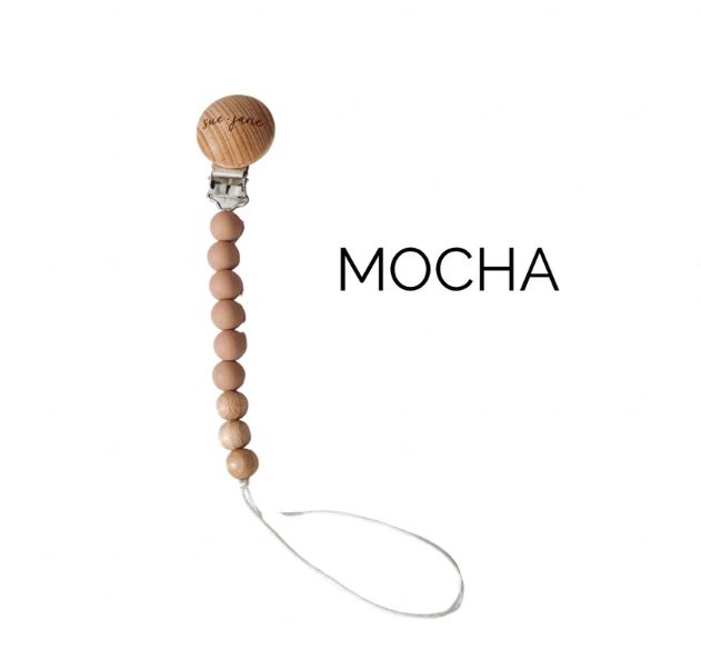 Sue+Jane Silicone Pacifier Clip- Mocha