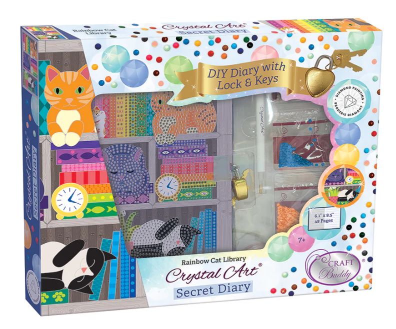 Crystal Art Diary Kit- Rainbow Cat