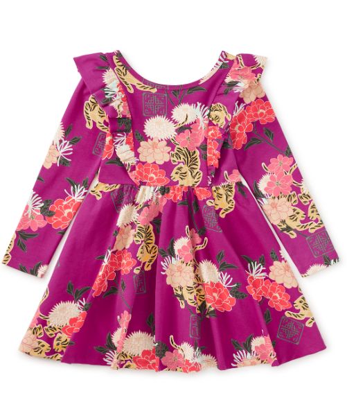 Tea Ruffle Shoulder Ballet Dress- Tiger Peony