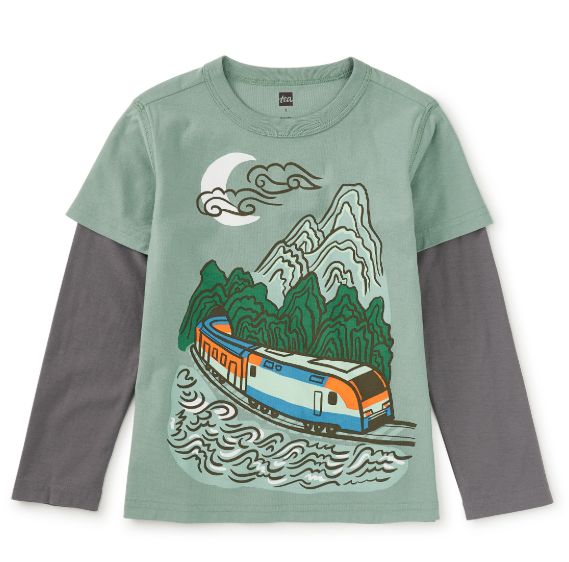 Tea Infant Korean Train Layer Tee- Sea Blue