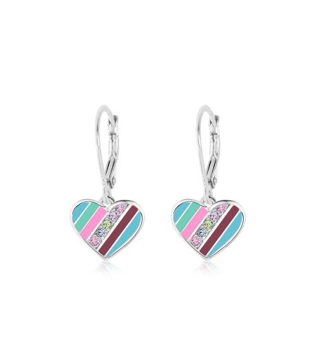 Chanteur Leverback Earrings- Stripd Heart