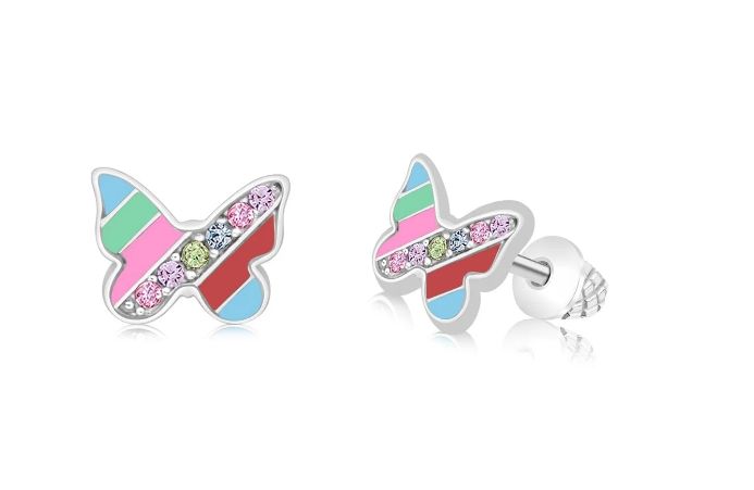 Chanteur Screwback Earring- Stripe Butterfly