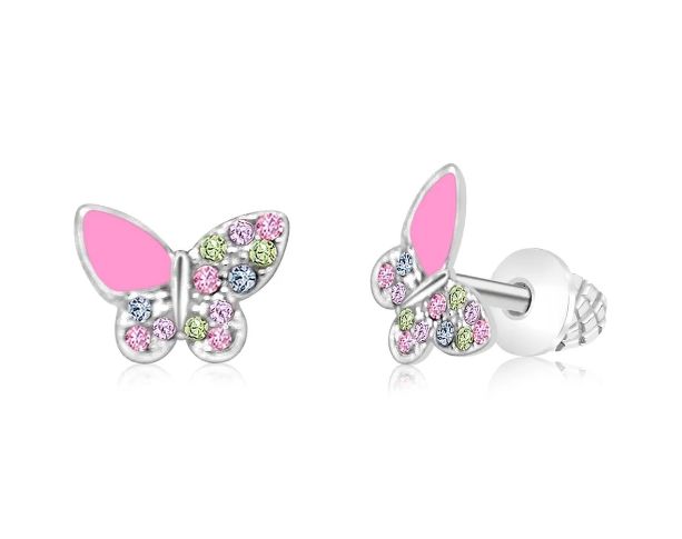 Chanteur Screwback Earring- Enamel Butterfly