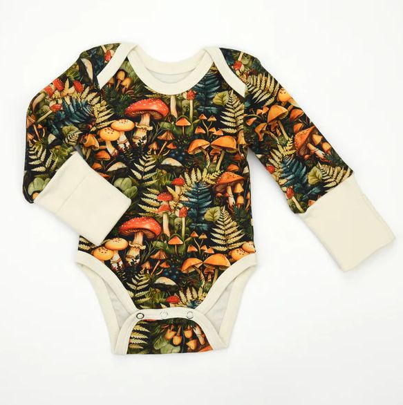 Earthy Long Sleeve Mushroom Onesie- Glade