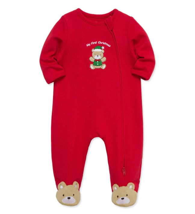 Little Me My First Christmas Holiday Bear Footie