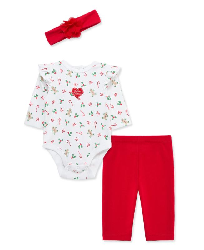 Little Me My First Christmas Holiday Bodysuit Set
