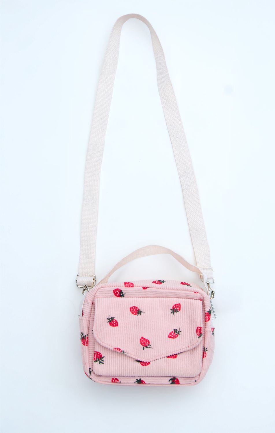 Corduroy Strawberry Print Purse