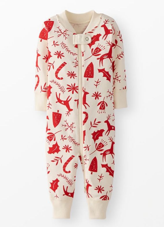 Hannah Andersson Scandicane Sleeper- Cream with Red