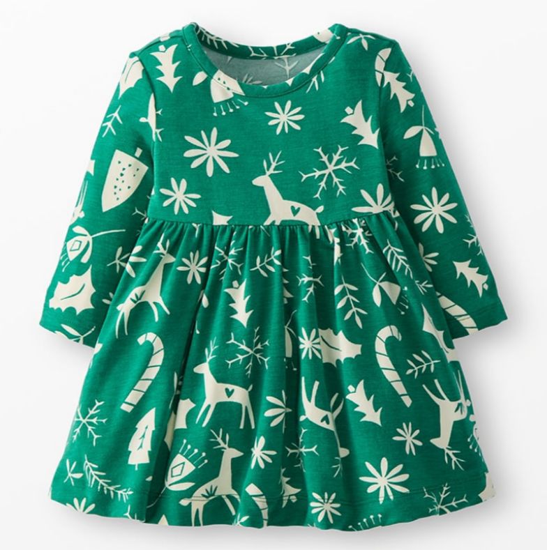 Hanna Andersson Scandicane Dress- Green