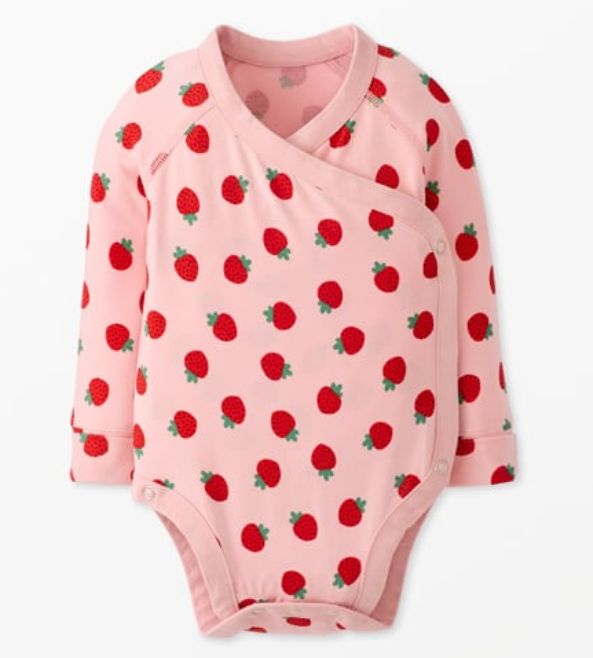 Hannah Andersson Long Sleeve Strawberry Onesie