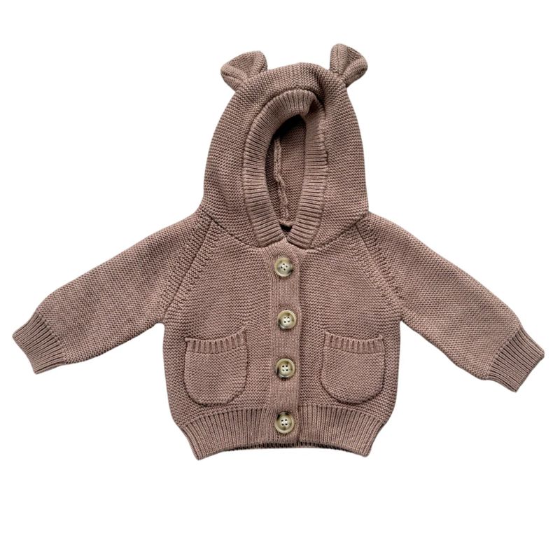 Baby Sprouts Bear Ears Hooded Sweater- Portabella