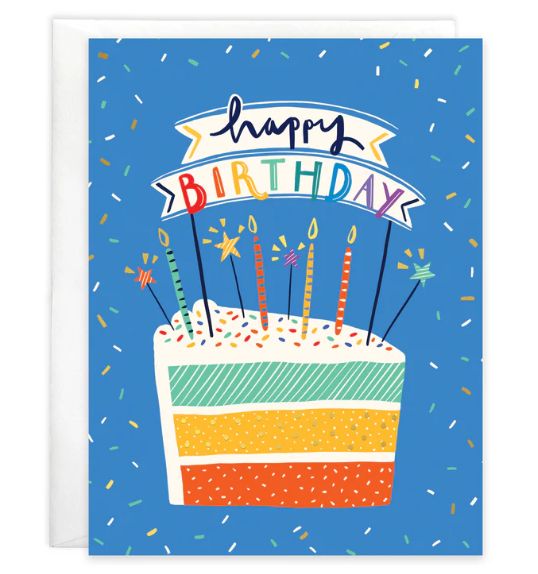 GinaB Birthday Greeting Card- Happy Birthday Cake