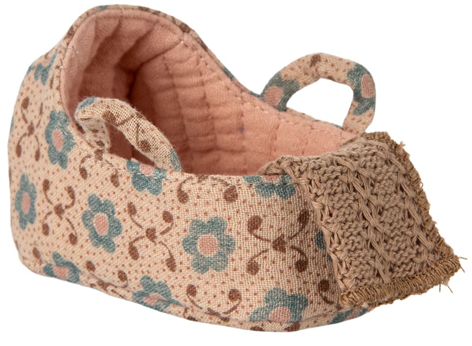 Maileg Carry Cot for Baby Mouse- Rose Floral