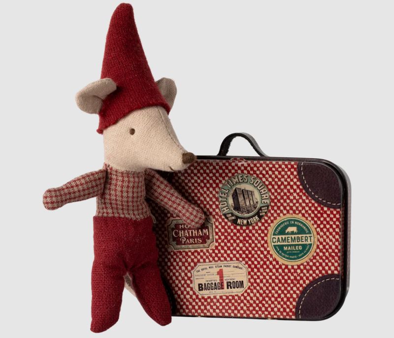 Maileg Christmas mouse, baby in a suitcase
