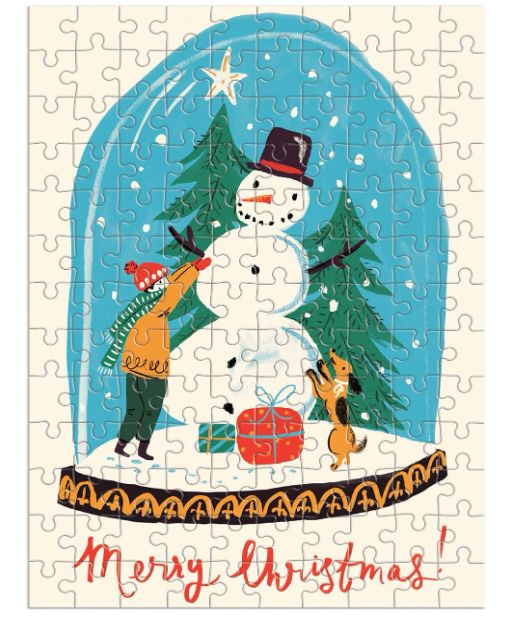 130 Piece Puzzle Ornament- Snow Globe Snowman