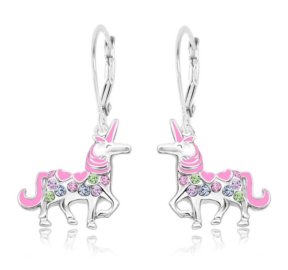Chanteur - Crystal Enamel Unicorn Leverback Earrings