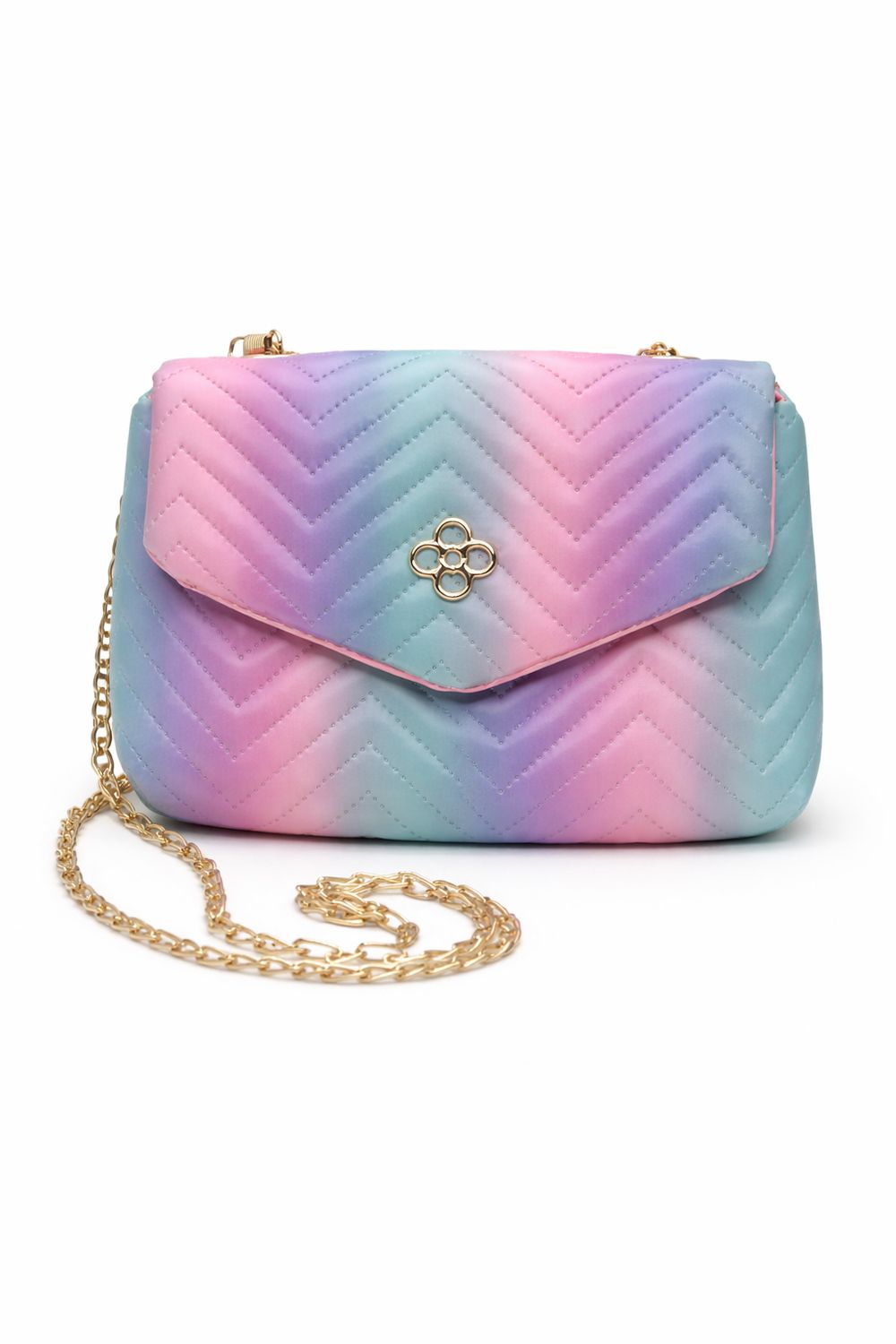 Pastel Rainbow Striped Vinyl Crossbody Purse