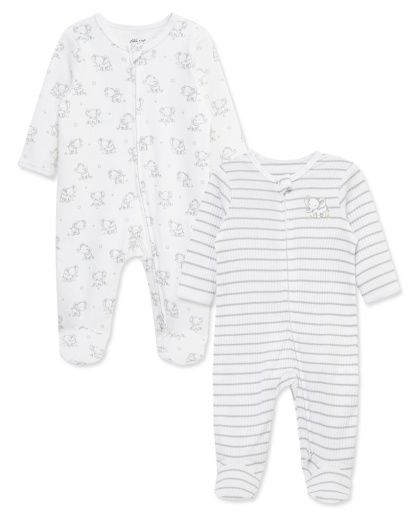 Little Me Elephants 2pk Footies