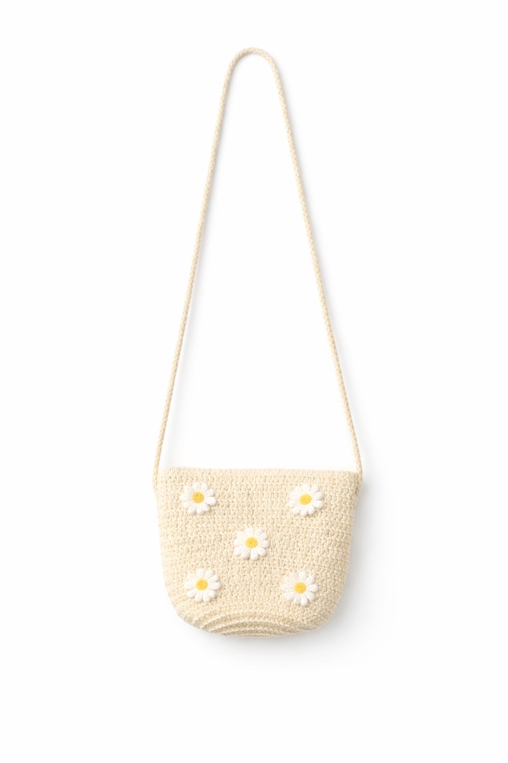 Daisy Applique Straw Purse