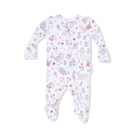 Angel Dear 2 Way Ruffle Back Zipper Footie- Garden Sea Creatures -, Size: NB