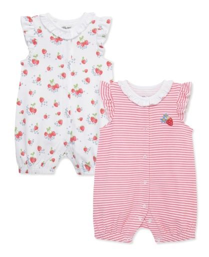Little Me strawberry 2-pack rompers