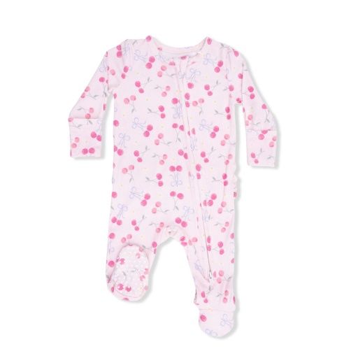 Angel Dear 2 Way Ruffle Back Zipper Footie- Sweet Cherries