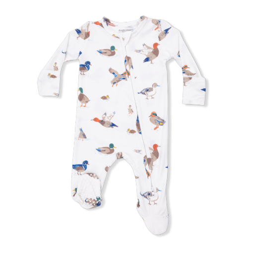 Angel Dear 2 Way Zipper Footie- Ducks, Size: NB