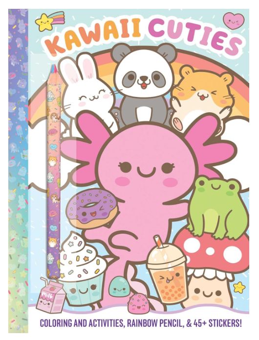 Kawaii Cuties: Coloring Book with Rainbow Pencil