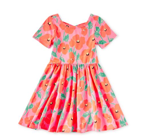 Tea Poppy Short Sleeve Ballet Dress